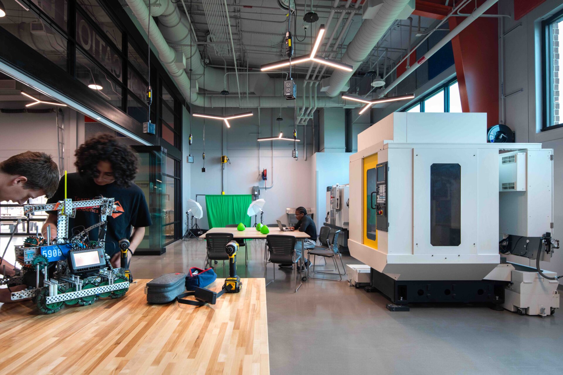 Robotics Students in STEM Fabrication Lab