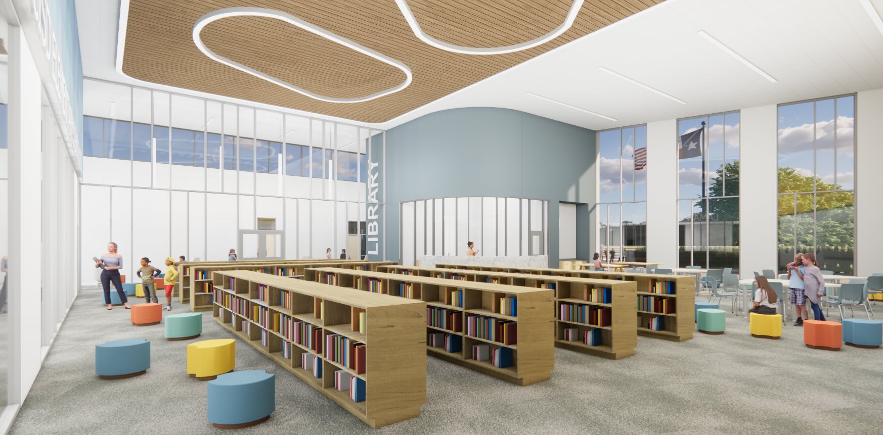 Lamar Elementary Library Rendering