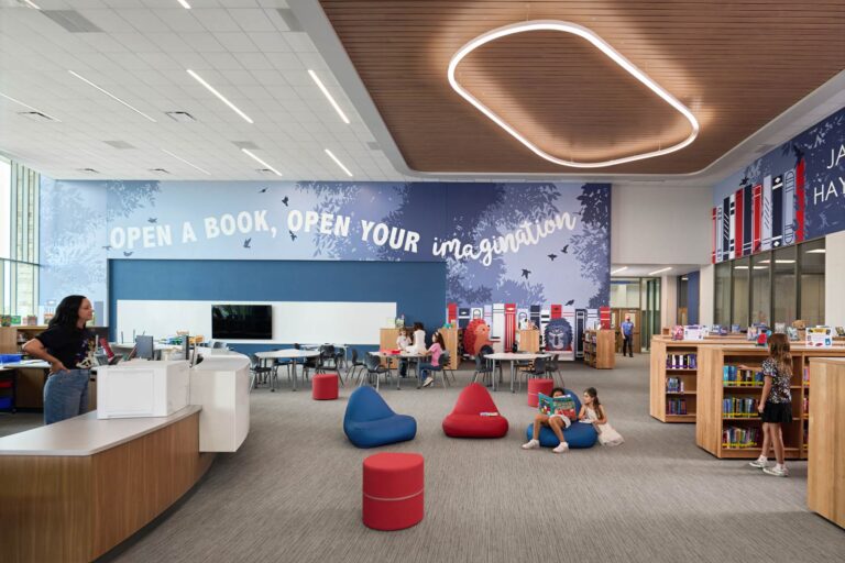 Students reading in library