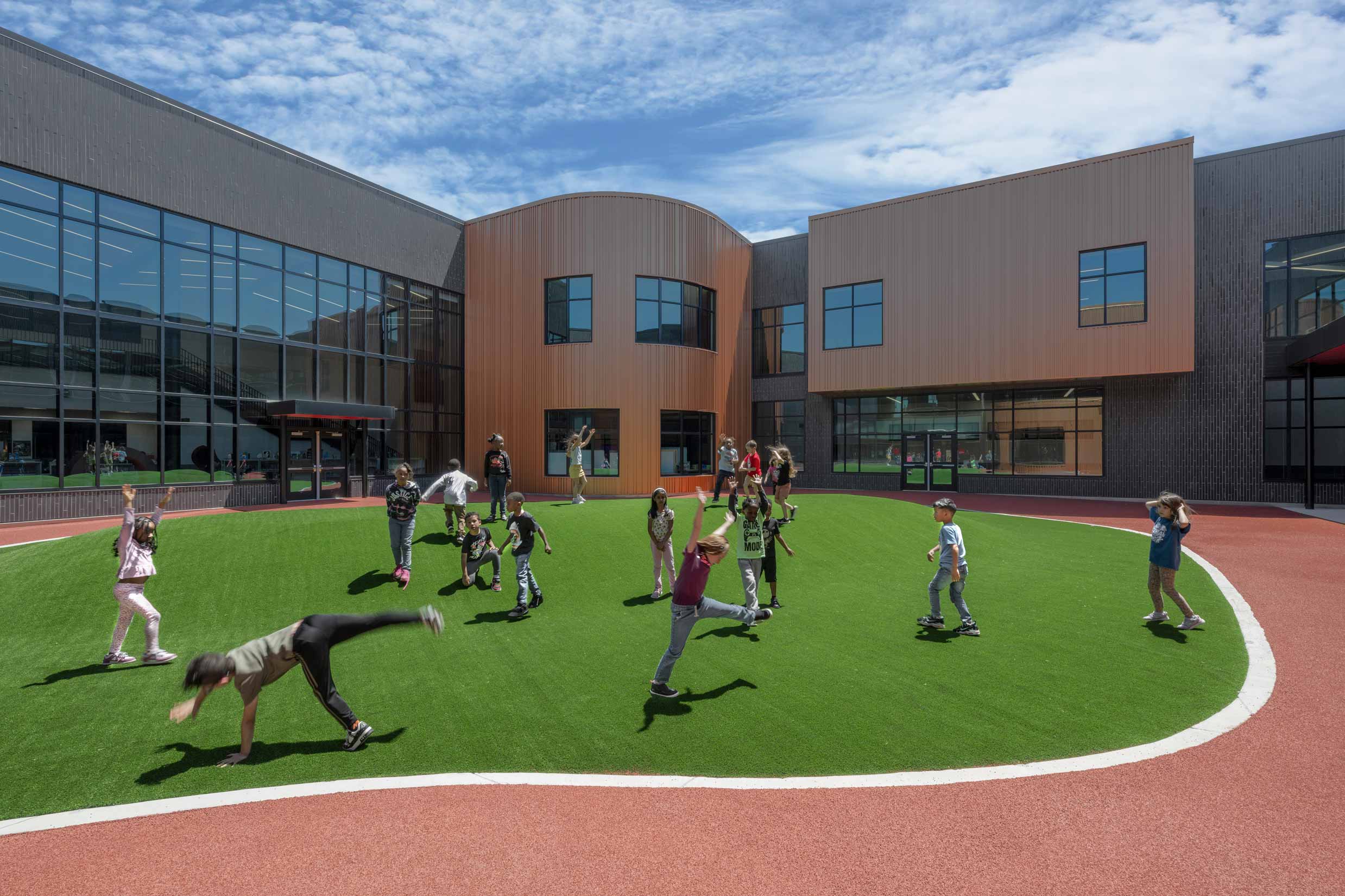 Kids playing in courtyard at Martinez Elementary