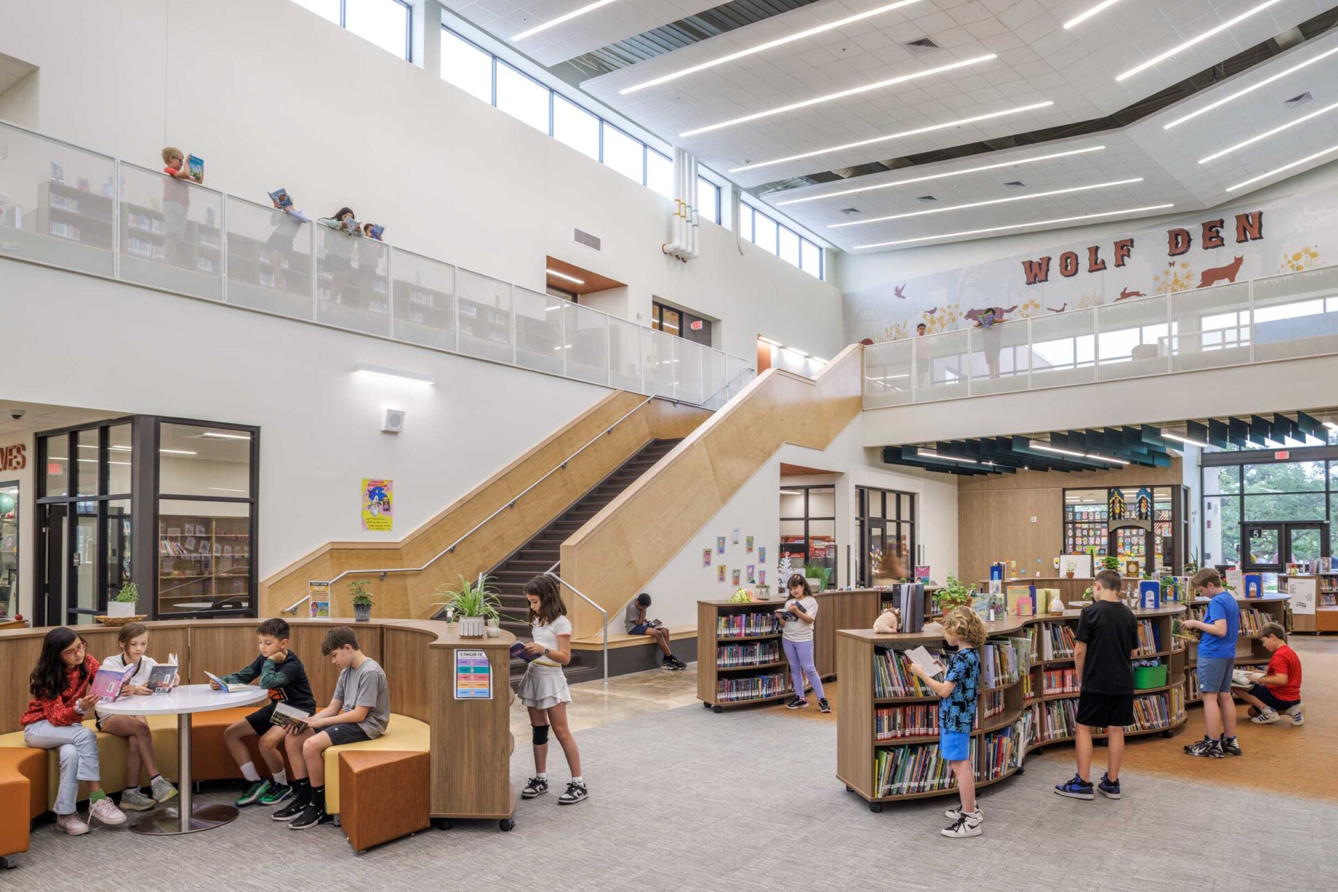 Students reading in the library